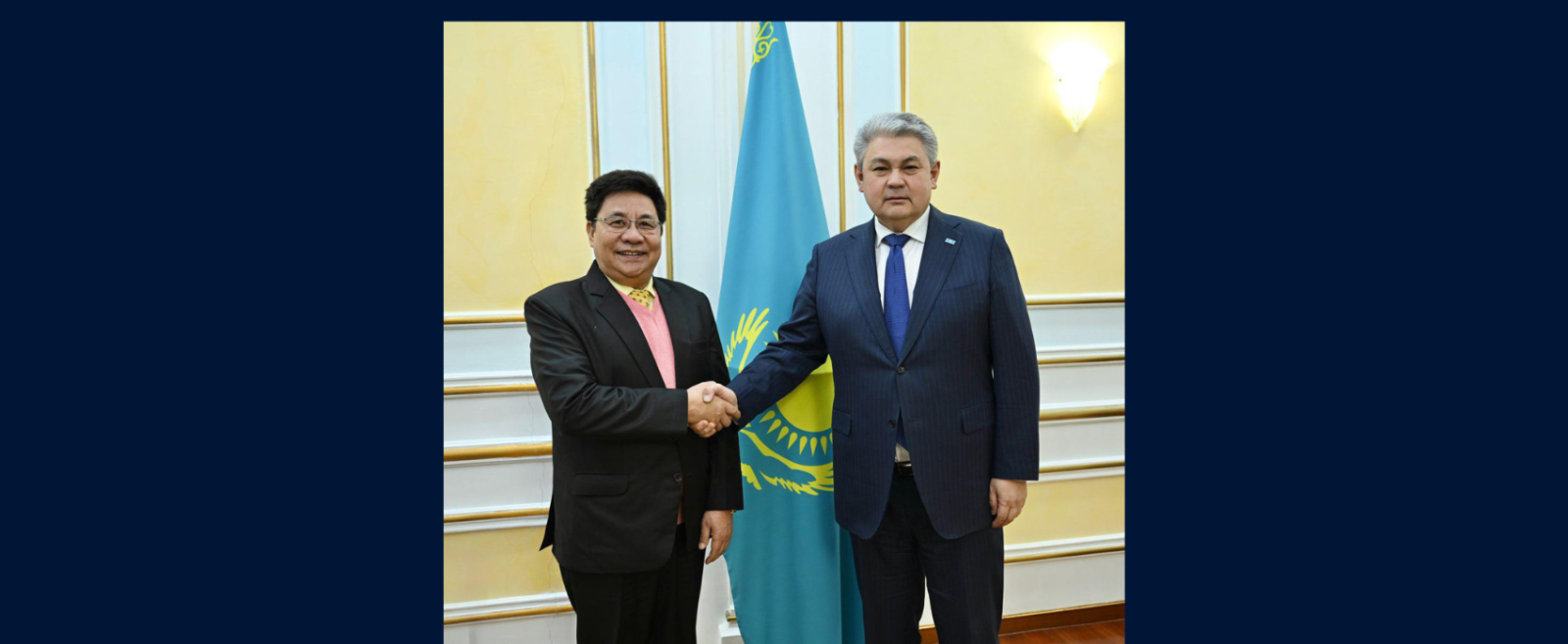 Meeting of Ambassador YK Sailas Thangal with the Foreign Minister of Kazakhstan Yermek Kosherbayev to discuss ways to further deepen Indo-Kazakh strategic partnership on February 09, 2026.