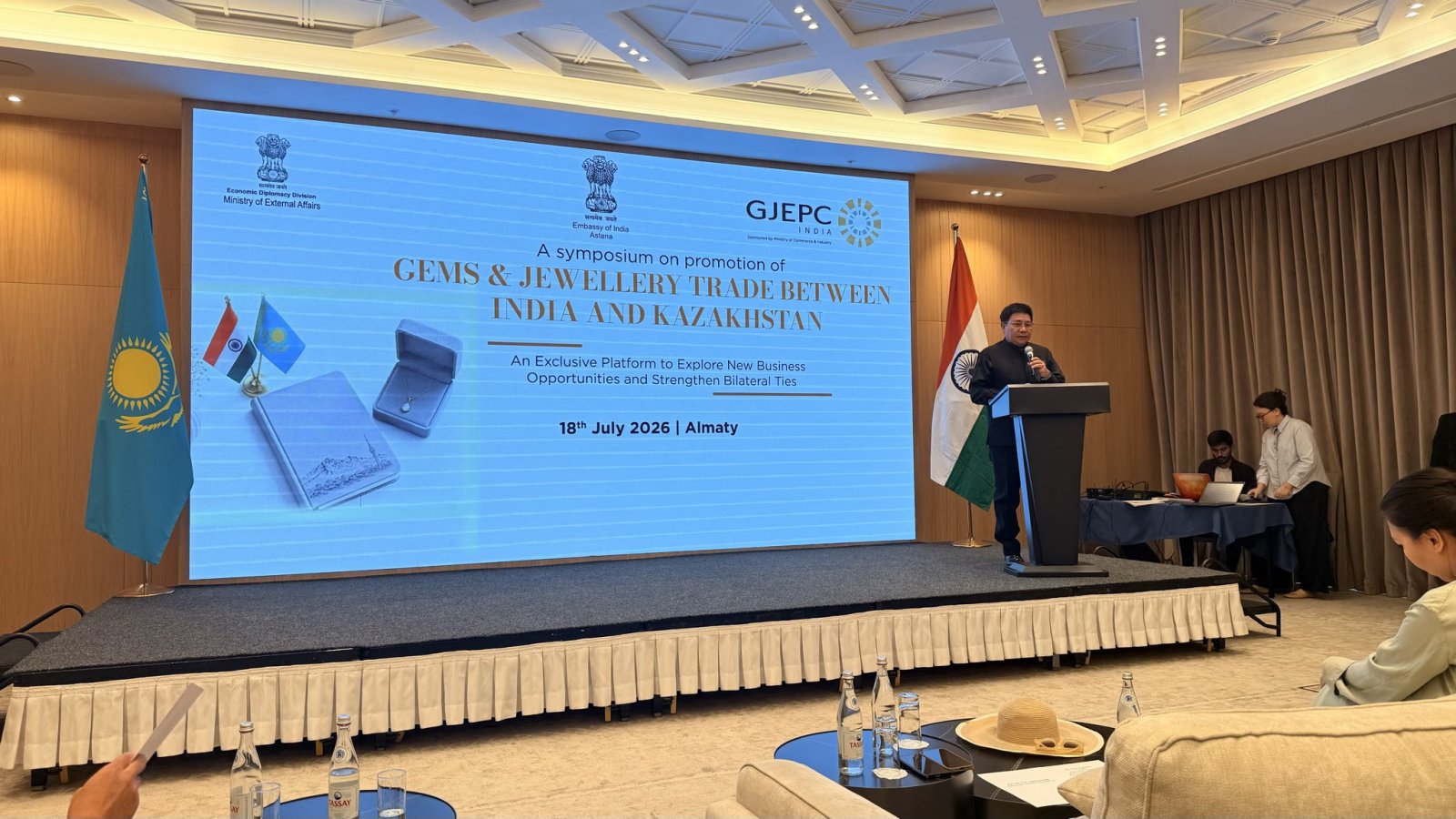 The Embassy of India in Kazakhstan in association with GJEPC successfully organised the India Kazakhstan Gem & Jewellery B2B Symposium in Almaty on 18 July 2026, bringing together leading stakeholders for enhanced business collaboration in the Gems & Jewellery sector.