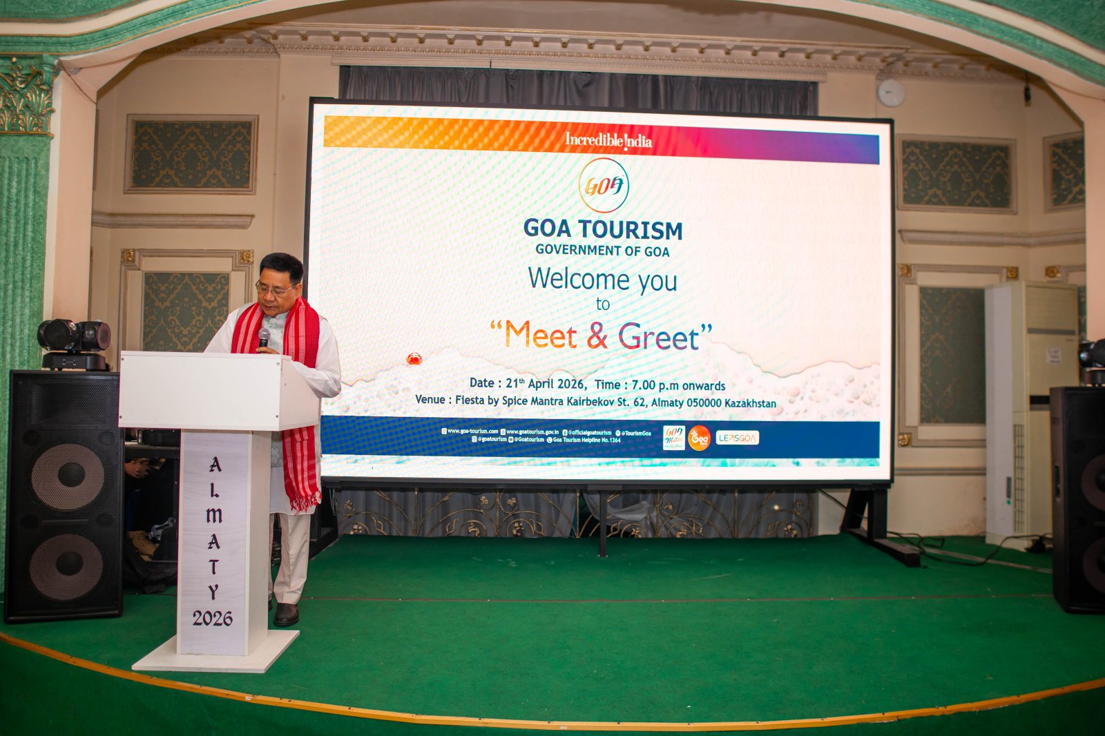 The Embassy of India in Kazakhstan  jointly organized a “Meet & Greet” event,  hosted by the Hon’ble Minister of Tourism, Government of Goa, Shri Rohan A Khaunte, as part of his visit to attend the Kazakhstan International Tourism Forum (KITF) in Almaty on 21 April 2026.