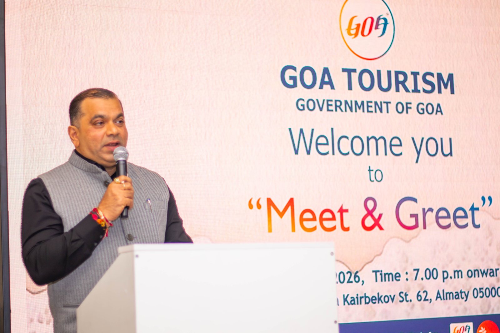 The Embassy of India in Kazakhstan  jointly organized a “Meet & Greet” event,  hosted by the Hon’ble Minister of Tourism, Government of Goa, Shri Rohan A Khaunte, as part of his visit to attend the Kazakhstan International Tourism Forum (KITF) in Almaty on 21 April 2026.