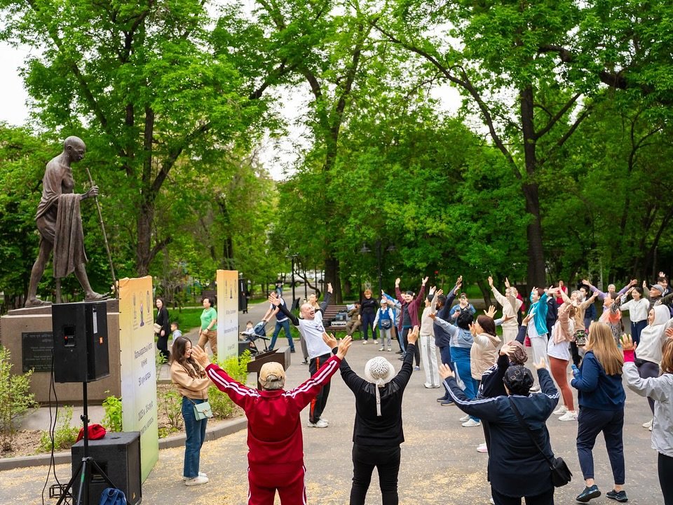 The 50-Day Countdown to IDY 2025 was marked with a vibrant yoga session at Mahatma Gandhi Park, Almaty, joined by Ambassador Dr. T.V. Nagendra Prasad, yoga enthusiasts, and the local community on 30.04.2025.