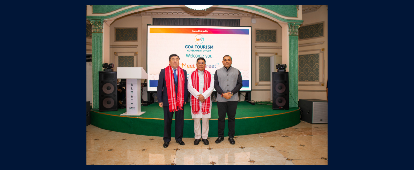 The Embassy of India in Kazakhstan  jointly organized a “Meet & Greet” event,  hosted by the Hon’ble Minister of Tourism, Government of Goa, Shri Rohan A Khaunte, as part of his visit to attend the Kazakhstan International Tourism Forum (KITF) in Almaty on 21 April 2026.