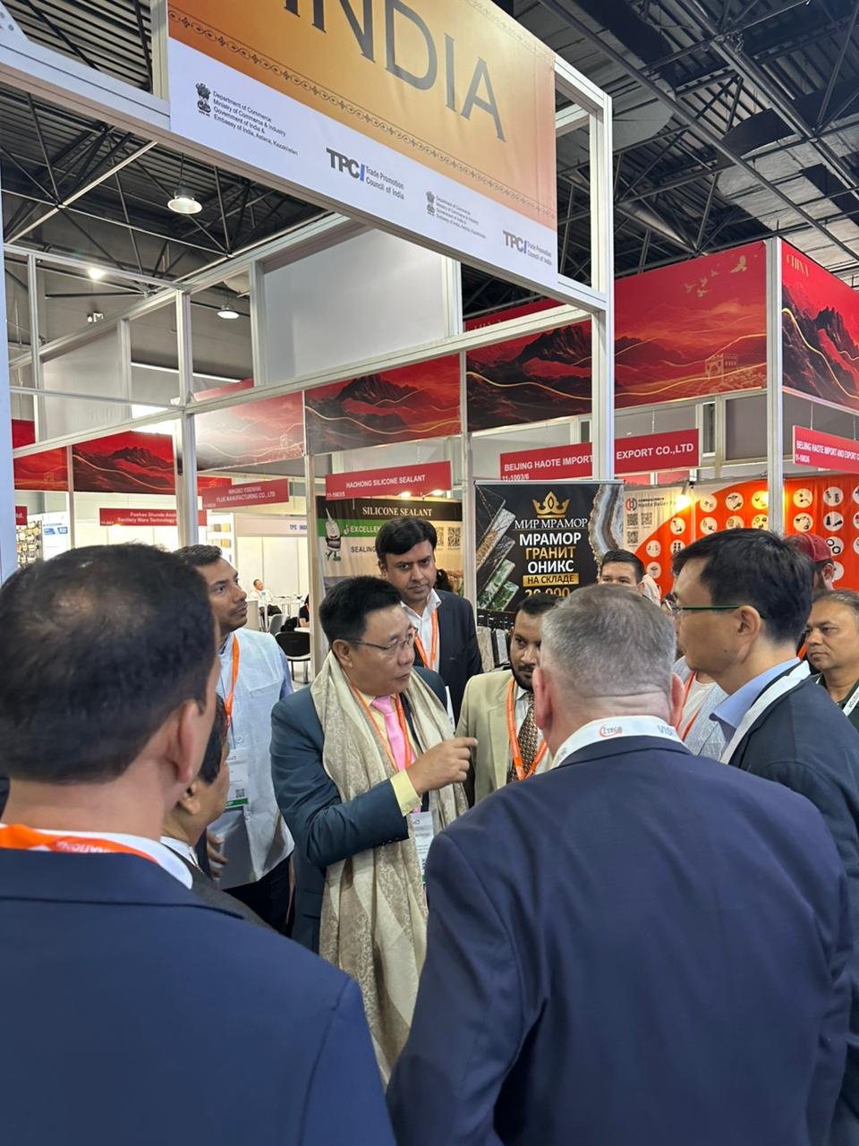 H.E. Ambassador of India to Kazakhstan, Shri Y K Sailas Thangal along with senior Kazakh dignitaries and representatives of TPCI, jointly inaugurated the India Pavilion at KazBuild Expo 2026 in Almaty, on 02nd September 2026