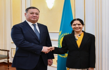 Ambassador Ms Shubhdarshini Tripathi met Deputy Prime Minister-Minister of Foreign Affairs of the Republic of Kazakhstan H.E. Mr Murat Nurtleu today at the Ministry of Foreign Affairs.