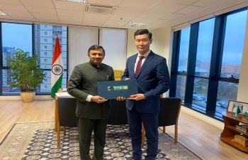 Ambassador @nagentv met with Mr. Kairat Sadvakassov, Acting chairman of Kazakh Tourism at the Embassy and discussed means of enhancing prospects of tourism between India and Kazakhstan and also some training courses for Kazakh officials in India.
