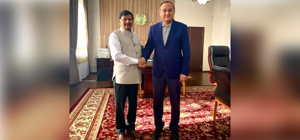 Ambassador Dr. T.V. Nagendra Prasad met with Dr. Akhylbek Kurishbayev, Chairman of the Board - Rector of NJSC Kazakh National Agrarian Research University in Almaty today and discussed bilateral relations of mutual interest between India and Kazakhstan.