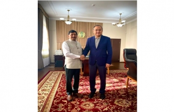 Ambassador Dr. T.V. Nagendra Prasad met with Dr. Akhylbek Kurishbayev, Chairman of the Board - Rector of NJSC Kazakh National Agrarian Research University in Almaty today and discussed bilateral relations of mutual interest between India and Kazakhstan.