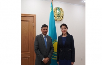 Ambassador of India, Dr TV Nagendra Prasad had an interaction with HE Ms Giniyat Azhar, Minister of Healthcare to discuss the opportunities to strengthen the ongoing India-Kazakhstan cooperation in the healthcare sphere