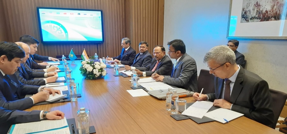 On the sidelines of SCO Meeting in  Astana, Shri Ajit Doval, NSA held productive discussions with his Kazakh counterpart, Mr Gizat Nurdauletov on deepening existing India-Kazakhstan cooperation and launching initiatives in new & emerging areas.