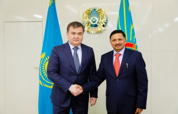 Ambassador Dr. T.V. Nagendra Prasad met with HE Mr. Zhenis Kassymbek, Akim (Mayor) of  Astana and his team to discuss issues of mutual interest to further strengthen bilateral cooperation, particularly in the field of education and culture. 