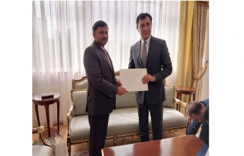 H.E. Dr. T.V Nagendra Prasad assumed charge as Ambassador of India to Kazakhstan upon arrival in Astana on 17 September 2023.